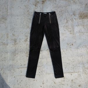 UNIF black velvet Ish pants leggings zippers goth